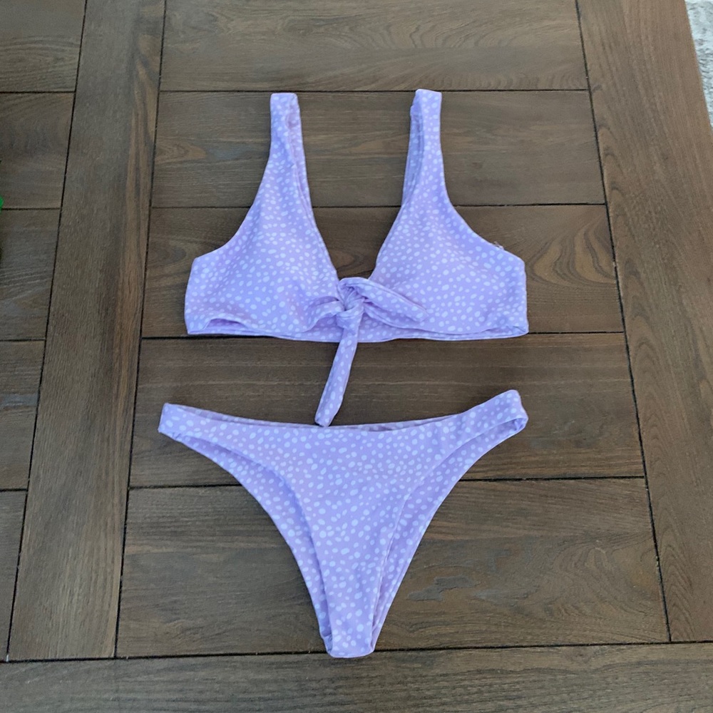 SHEIN lavender knot tie bikini top and bottoms